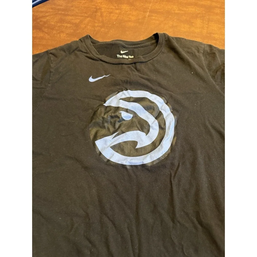 Atlanta Hawks Nike Shirt Boys XL Black Powder Blue Pacman Logo NBA Basketball